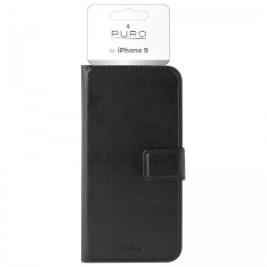 PURO Booklet Wallet Case - Etui iPhone XR z kieszeniami na karty   stand up (czarny)-268927