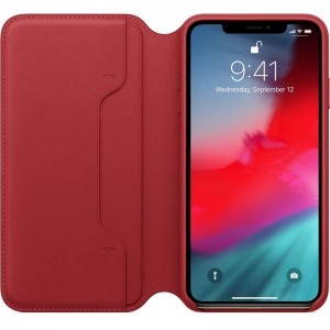 Apple Leather Folio - Skórzane etui iPhone Xs Max z kieszeniami na karty (czerwony) (PRODUCT)RED-275517
