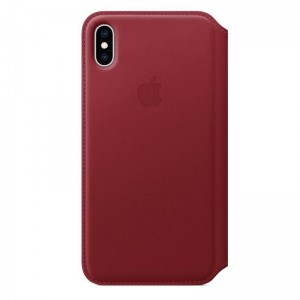 Apple Leather Folio - Skórzane etui iPhone Xs Max z kieszeniami na karty (czerwony) (PRODUCT)RED-275518