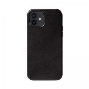 Crong Essential Cover - Etui ze skóry ekologicznej iPhone 12 / iPhone 12 Pro (czarny)-2761128