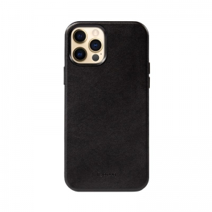 Crong Essential Cover - Etui ze skóry ekologicznej iPhone 12 / iPhone 12 Pro (czarny)-2761130