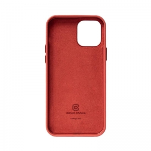 Crong Essential Cover - Etui ze skóry ekologicznej iPhone 12 / iPhone 12 Pro (czerwony)-2761135