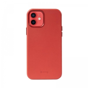 Crong Essential Cover - Etui ze skóry ekologicznej iPhone 12 / iPhone 12 Pro (czerwony)-2761137