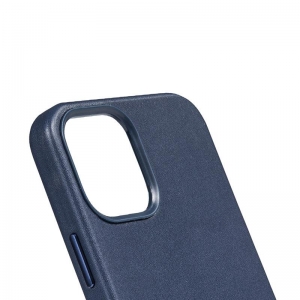 Crong Essential Cover - Etui ze skóry ekologicznej iPhone 12 / iPhone 12 Pro (granatowy)-2761145