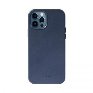 Crong Essential Cover - Etui ze skóry ekologicznej iPhone 12 / iPhone 12 Pro (granatowy)-2761146