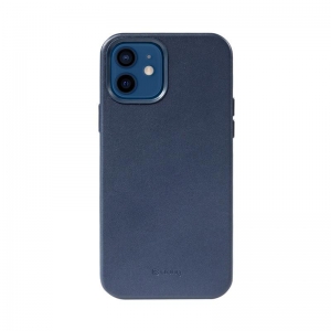 Crong Essential Cover - Etui ze skóry ekologicznej iPhone 12 / iPhone 12 Pro (granatowy)-2761148