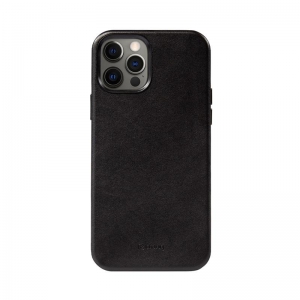 Crong Essential Cover - Etui ze skóry ekologicznej iPhone 12 Pro Max (czarny)-2761164