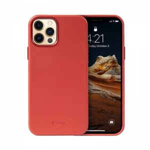 Crong Essential Cover - Etui ze skóry ekologicznej iPhone 12 Pro Max (czerwony)-2761165