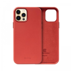 Crong Essential Cover - Etui ze skóry ekologicznej iPhone 12 Pro Max (czerwony)-2761166