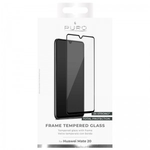 PURO Frame Tempered Glass - Szkło ochronne hartowane na ekran Huawei Mate 20 (czarna ramka)-277042