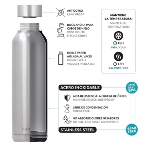 Quokka Solid - Butelka termiczna ze stali nierdzewnej 630 ml (Sleek Silver)-2801405