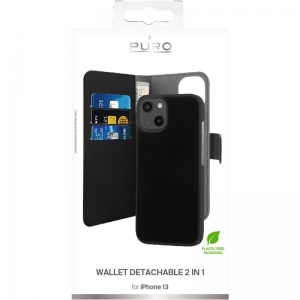 PURO Wallet Detachable - Etui 2w1 iPhone 13 (czarny)-3114508