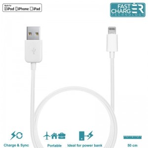 PURO Kabel połączeniowy USB Apple złącze Lightning MFi 0,5m (biały)-318477
