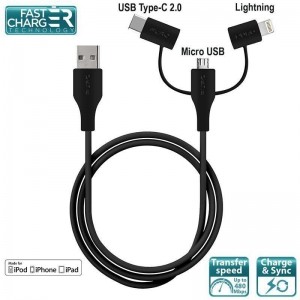 PURO Cable 3 in 1 - Kabel USB do ładowania