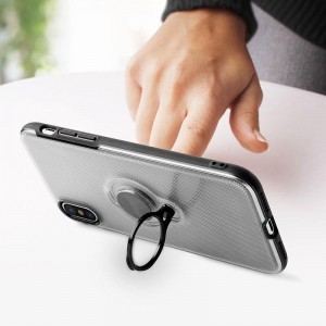 PURO Magnet Ring Cover - Etui iPhone XR z magnetycznym uchwytem na palec (przezroczysty)-333786