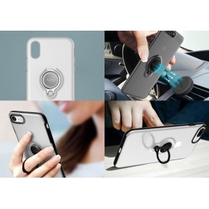 PURO Magnet Ring Cover - Etui iPhone XR z magnetycznym uchwytem na palec (przezroczysty)-333789