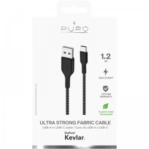 PURO Fabric Ultra Strong - Kabel w oplocie heavy duty USB-A / USB-C 1,2m (czarny)-3377990