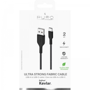 PURO Fabric Ultra Strong - Kabel w oplocie heavy duty USB-A / USB-C 2m (czarny)-3377994