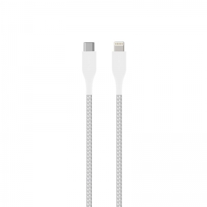 PURO Fabric Ultra Strong - Kabel w oplocie heavy duty USB-C / Lightning MFi 2m (biały)-3378000