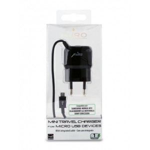 PURO Mini Travel Charger - Przenośna ładowarka sieciowa z kablem Micro USB (czarny)-339596