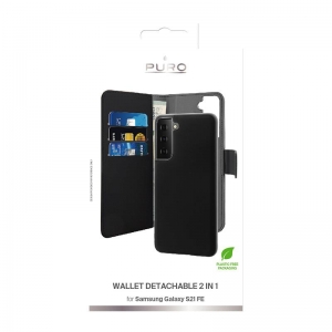 PURO Wallet Detachable - Etui 2w1 Samsung Galaxy S21 FE (czarny)-3655234