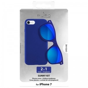 PURO Sunny Kit - Zestaw etui iPhone 8 / 7   składane okulary przeciwsłoneczne (niebieski)-431578