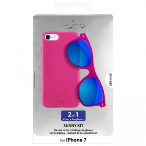 PURO Sunny Kit - Zestaw etui iPhone 8 / 7   składane okulary przeciwsłoneczne (różowy)-431584