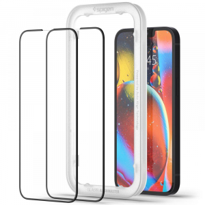 Spigen Alm Glass FC 2-Pack - Szkło hartowane do Apple  iPhone 14 / iPhone 13 / iPhone 13 Pro 2 szt (Czarna ramka)-4368570
