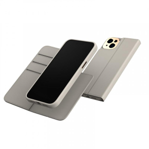 Moshi Overture MagSafe - Skórzane etui 3w1 z klapką iPhone 14 (Serene Gray)-4370594