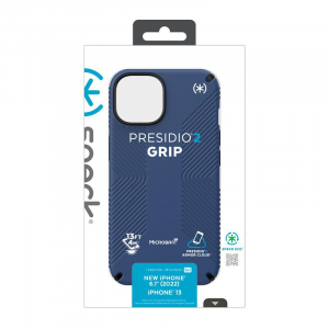 Speck Presidio2 Grip - Etui iPhone 14 / iPhone 13 z powłoką MICROBAN (Coastal Blue / Black / White)-4370880