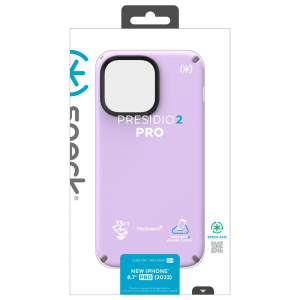 Speck Presidio2 Pro - Etui iPhone 14 Pro Max z powłoką MICROBAN (Spring Purple / Cloudygrey / White)-4371117