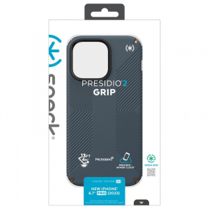 Speck Presidio2 Grip - Etui iPhone 14 Pro Max z powłoką MICROBAN (Charcoal / Cool Bronze / Slate)-4371195