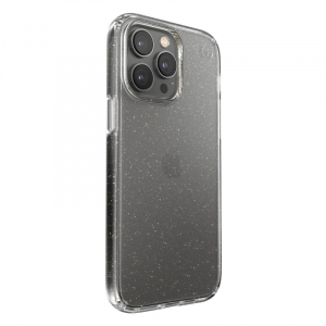 Speck Presidio Perfect-Clear with Glitter - Etui iPhone 14 Pro Max z powłoką MICROBAN (Clear / Gold Glitter)-4371304
