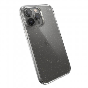 Speck Presidio Perfect-Clear with Glitter - Etui iPhone 14 Pro Max z powłoką MICROBAN (Clear / Gold Glitter)-4371309