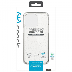 Speck Presidio Perfect-Clear with Glitter - Etui iPhone 14 Pro Max z powłoką MICROBAN (Clear / Gold Glitter)-4371312
