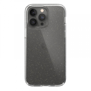 Speck Presidio Perfect-Clear with Glitter - Etui iPhone 14 Pro Max z powłoką MICROBAN (Clear / Gold Glitter)-4371314