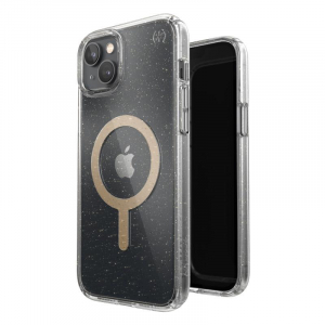 Speck Presidio Perfect-Clear with Glitter + MagSafe - Etui iPhone 14 Plus z powłoką MICROBAN (Clear / Gold Glitter)-4371607