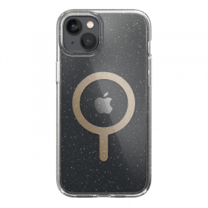 Speck Presidio Perfect-Clear with Glitter + MagSafe - Etui iPhone 14 Plus z powłoką MICROBAN (Clear / Gold Glitter)-4371613