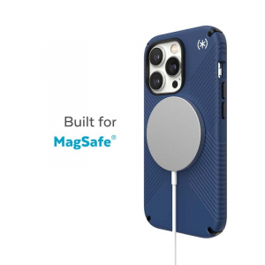 Speck Presidio2 Grip + MagSafe - Etui iPhone 14 Pro z powłoką MICROBAN (Coastal Blue / Black / White)-4371861