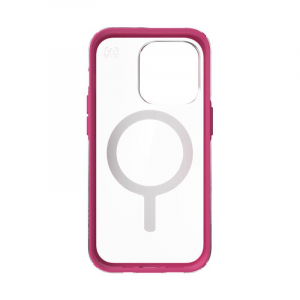 Speck Presidio Perfect-Clear with Impact Geometry + MagSafe - Etui iPhone 14 Pro z powłoką MICROBAN (Clear / Digital Pink)-4371947