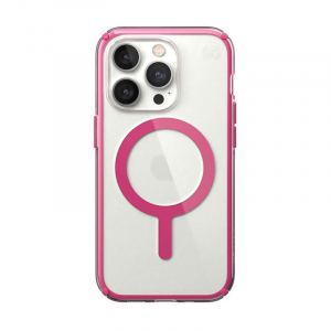 Speck Presidio Perfect-Clear with Impact Geometry + MagSafe - Etui iPhone 14 Pro z powłoką MICROBAN (Clear / Digital Pink)-4371951