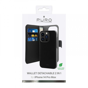 PURO Wallet Detachable - Etui 2w1 iPhone 14 Pro Max (czarny)-4372138