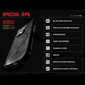 Element Case Special Ops X5 - Pancerne etui iPhone 14 Pro (Mil-Spec Drop Protection) (Smoke/Black)-4372706