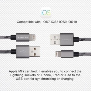 Momax Elite link - Kabel połączeniowy USB do Lightning MFi   elastyczny stojak, 2.4 A, 1 m (Grey)-451412