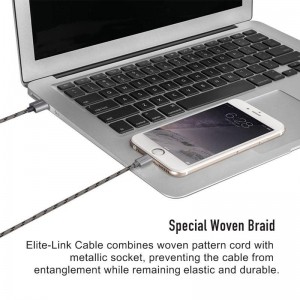 Momax Elite link - Kabel połączeniowy USB do Lightning MFi   elastyczny stojak, 2.4 A, 1 m (Grey)-451413