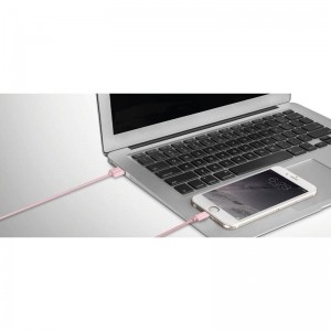 Momax Elite link - Kabel połączeniowy USB do Lightning MFi   elastyczny stojak, 2.4 A, 1 m (Silver)-451431
