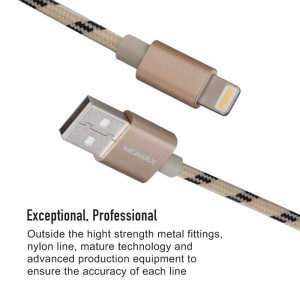Momax Elite link - Kabel połączeniowy USB do Lightning MFi   elastyczny stojak, 2.4 A, 1 m (Golden)-452223