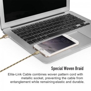 Momax Elite link - Kabel połączeniowy USB do Lightning MFi   elastyczny stojak, 2.4 A, 1 m (Golden)-452228