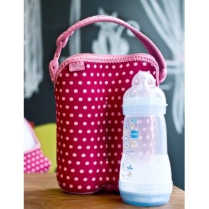 BUILT Bottle Buddy - Termoopakowanie do butelek podwójne (Baby Pink Mini Dots)-453306
