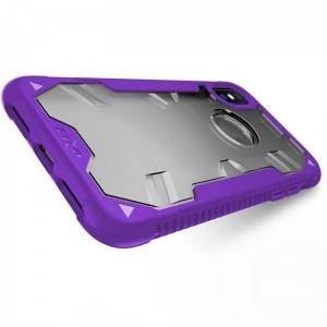Zizo Proton Case - Pancerne etui iPhone X ze szkłem 9H na ekran (Purple/Trans Clear)-458820